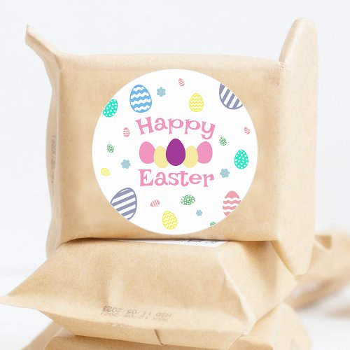 Cute Happy Easter eggs  Classic Round Sticker