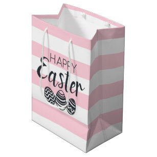 Cute Happy Easter Eggs Pastel Pink Medium Gift Bag