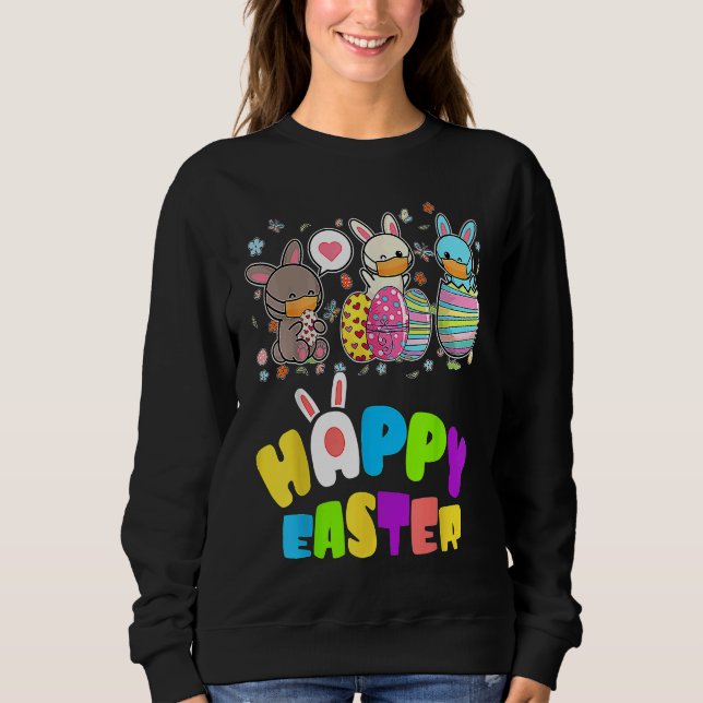 Cute   Happy Easter Eggs Quarantine Bunnies Sweatshirt (Front)
