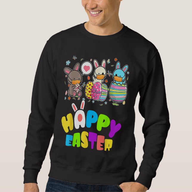 Cute   Happy Easter Eggs Quarantine Bunnies Sweatshirt (Front)