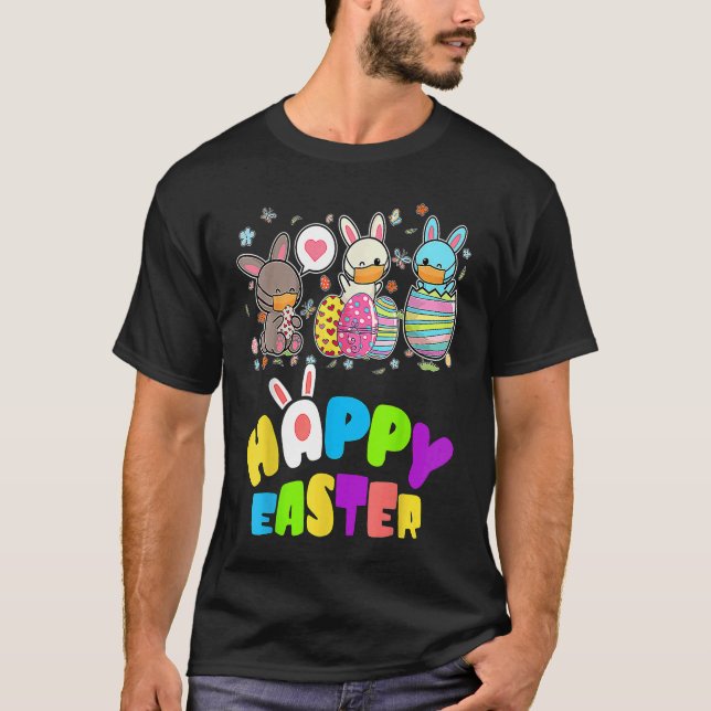 Cute   Happy Easter Eggs Quarantine Bunnies T-Shirt (Front)