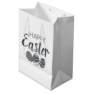 Cute Happy Easter Eggs White Medium Gift Bag
