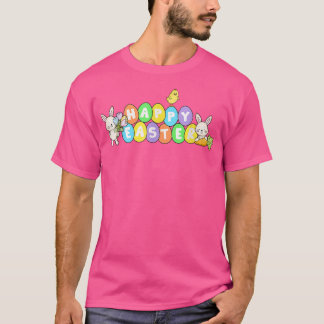 Cute HAPPY EASTER Eggs with Bunny Rabbits Happy E T-Shirt