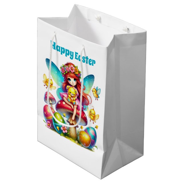 Cute Happy Easter fairy Medium Gift Bag (Front Angled)