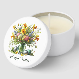 Cute Happy Easter flowers Mini Candle Favors