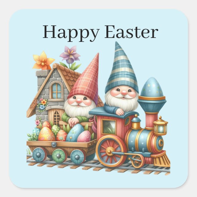 Cute Happy Easter gnome  Square Sticker (Front)