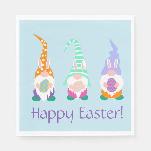 Cute Happy Easter Gnomes Bunny Ears Spring Colors Napkins