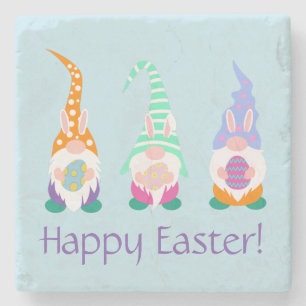 Cute Happy Easter Gnomes Easter Eggs Spring Colors Stone Coaster
