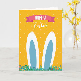 Cute Happy Easter Greeting Card with Bunny 