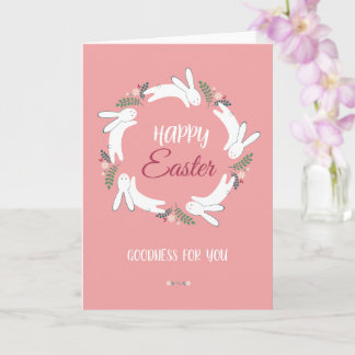 Cute Happy Easter Greeting Card with Bunny and Col