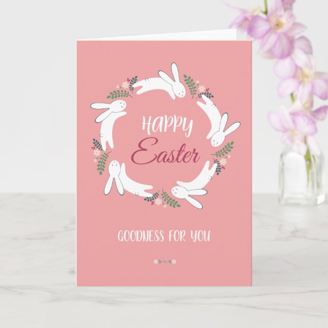 Cute Happy Easter Greeting Card with Bunny and Col (Orchid)