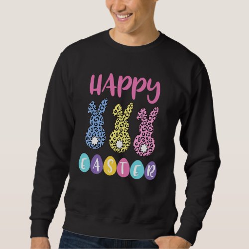 Cute Happy Easter  Leopard Easter Bunny Rabbit Tri Sweatshirt
