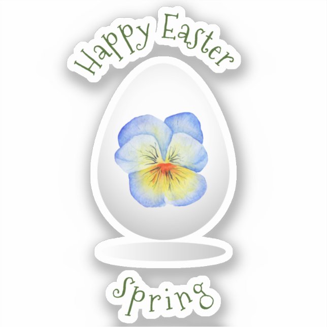 Cute  Happy Easter Minimalist flowers cartoon Sticker (Front)