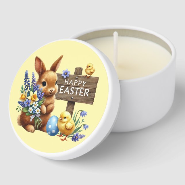 Cute Happy Easter party bunny Mini Candle Favors (Corner)