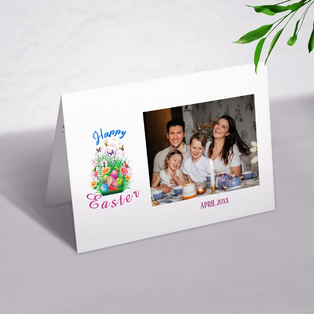 Cute Happy Easter Photos Folded Holiday Card (Creator Uploaded)