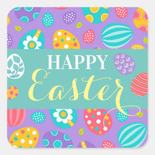 Cute Happy Easter Square Sticker