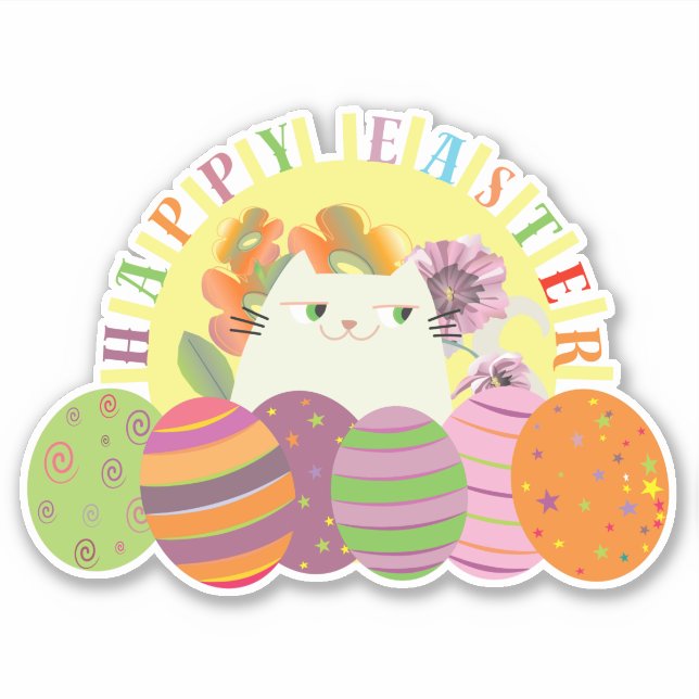 Cute Happy Easter Sticker (Front)