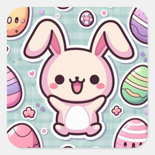 Cute Happy Easter Stickers Happy bunny Stickers