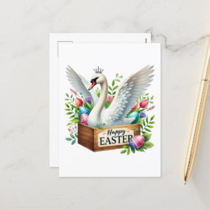 Cute Happy Easter swan Holiday Postcard