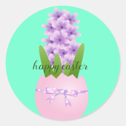 Cute Happy Easter turquoise Classic Round Sticker