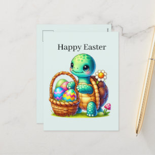 Cute happy Easter turtle Holiday Postcard