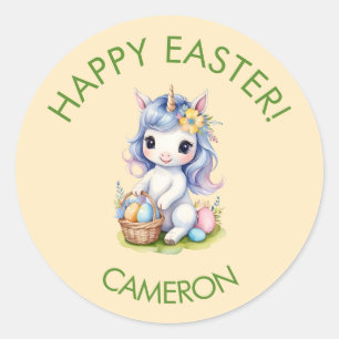 Cute Happy Easter Unicorn Customizable Sticker