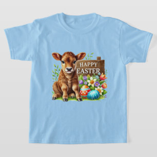 Cute Happy Easter unisex kids cow T-Shirt