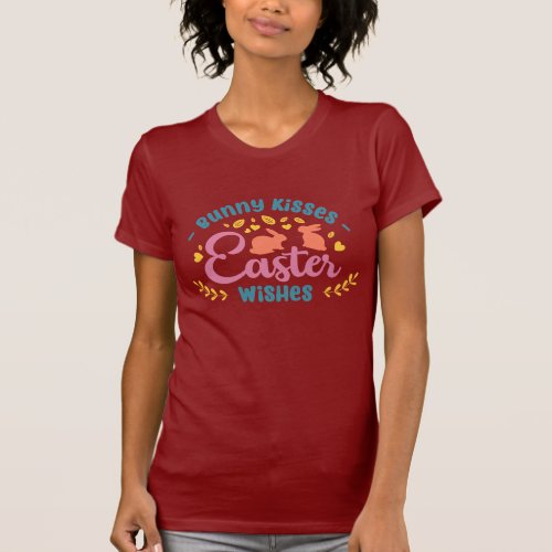 Cute Happy Easter wishes  bunny kisses design T_Shirt