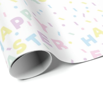 Cute Happy Easter Word Confetti Pattern Wrapping Paper
