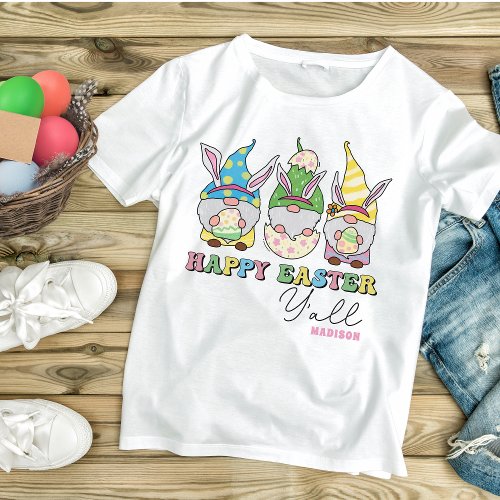 Cute Happy Easter Yall Gnomes Personalized Name T_Shirt