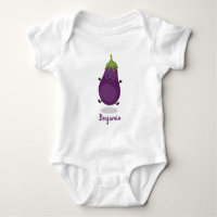 Cute happy eggplant aubergine cartoon illustration
