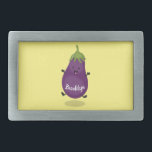 Cute happy eggplant aubergine cartoon illustration belt buckle<br><div class="desc">Add some garden fun to your day with this cute eggplant drawn in cute cartoon illustration style.</div>