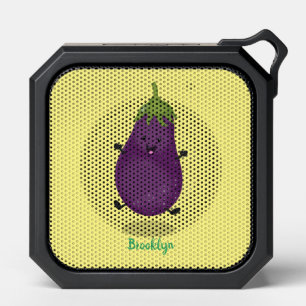 Cute happy eggplant aubergine cartoon illustration bluetooth speaker