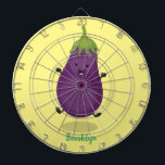 Cute happy eggplant aubergine cartoon illustration dart board<br><div class="desc">Add some garden fun to your day with this cute eggplant drawn in cute cartoon illustration style.</div>