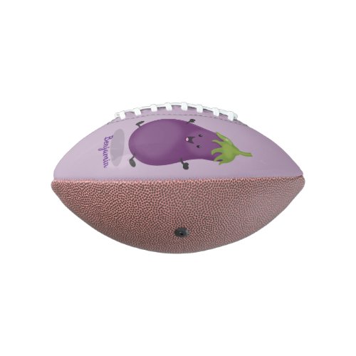 Cute happy eggplant aubergine cartoon illustration football