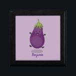 Cute happy eggplant aubergine cartoon illustration gift box<br><div class="desc">Add some garden fun to your day with this cute eggplant drawn in cute cartoon illustration style.</div>