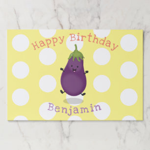 Cute happy eggplant aubergine cartoon illustration paper pad