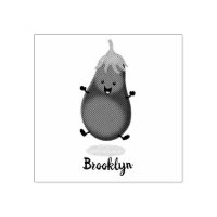 Cute happy eggplant aubergine cartoon illustration