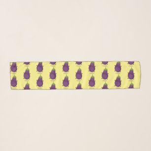 Cute happy eggplant aubergine cartoon illustration scarf