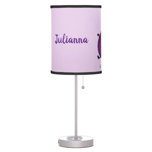 Cute happy eggplant aubergine cartoon illustration table lamp (Left)