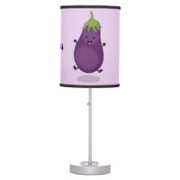Cute happy eggplant aubergine cartoon illustration