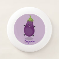 Cute happy eggplant aubergine cartoon illustration