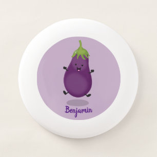 Cute happy eggplant aubergine cartoon illustration Wham-O frisbee