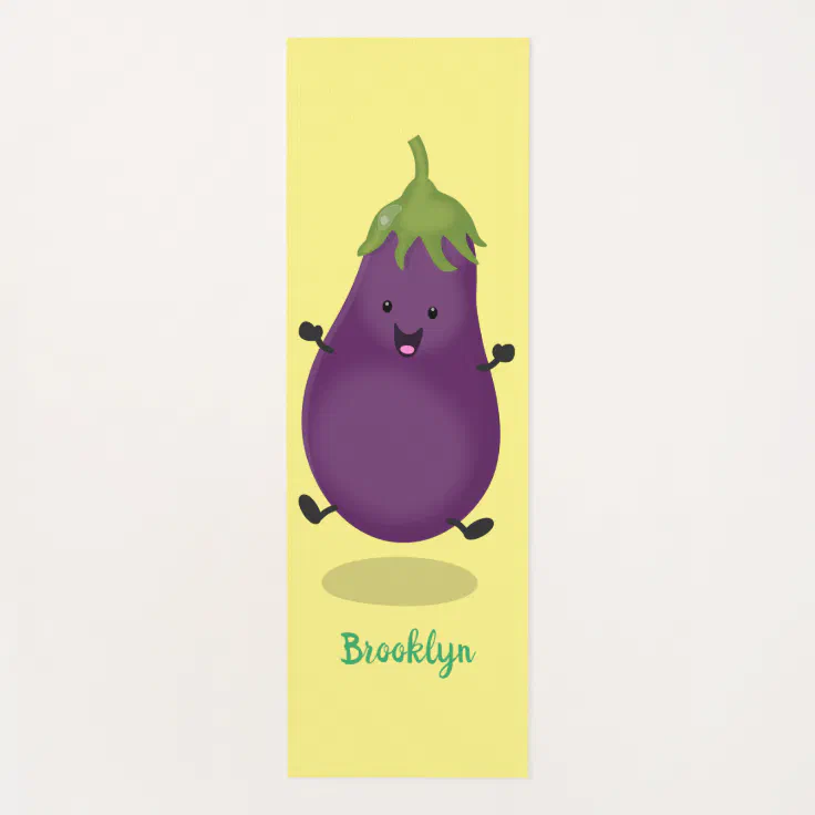 Cute happy eggplant aubergine cartoon illustration yoga mat | Zazzle Cute happy eggplant aubergine cartoon illustration yoga mat | Zazzle
