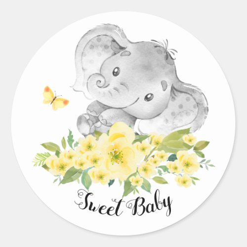 Cute Happy Elephant Sweet Baby Favor Sticker