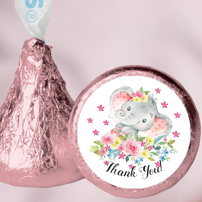 Cute Happy Elephant Thank You Hershey®'s Kisses® (Creator Uploaded)
