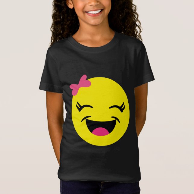 Cute & Happy Emoji Girl T-Shirt (Front)
