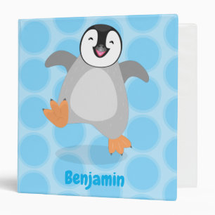 Cute happy emperor penguin chick cartoon 3 ring binder