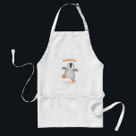 Cute happy emperor penguin chick cartoon adult apron<br><div class="desc">Send a happy hello from Antarctica from a warm fluffy penguin! This cute emperor penguin chick is jumping for joy. Drawn in fun cartoon style.</div>