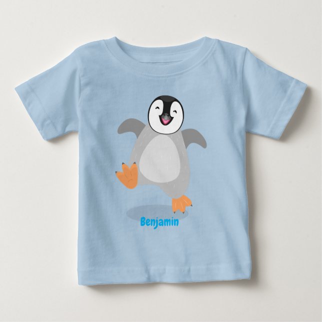 Cute happy emperor penguin chick cartoon baby T-Shirt (Front)